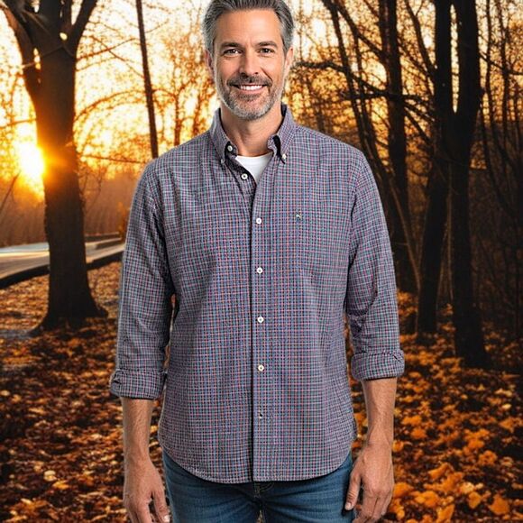 Lacoste Plaid Shirt Mens L 42 Modern Fit Long Sleeve Cotton Preppy Button Down - Picture 13 of 16